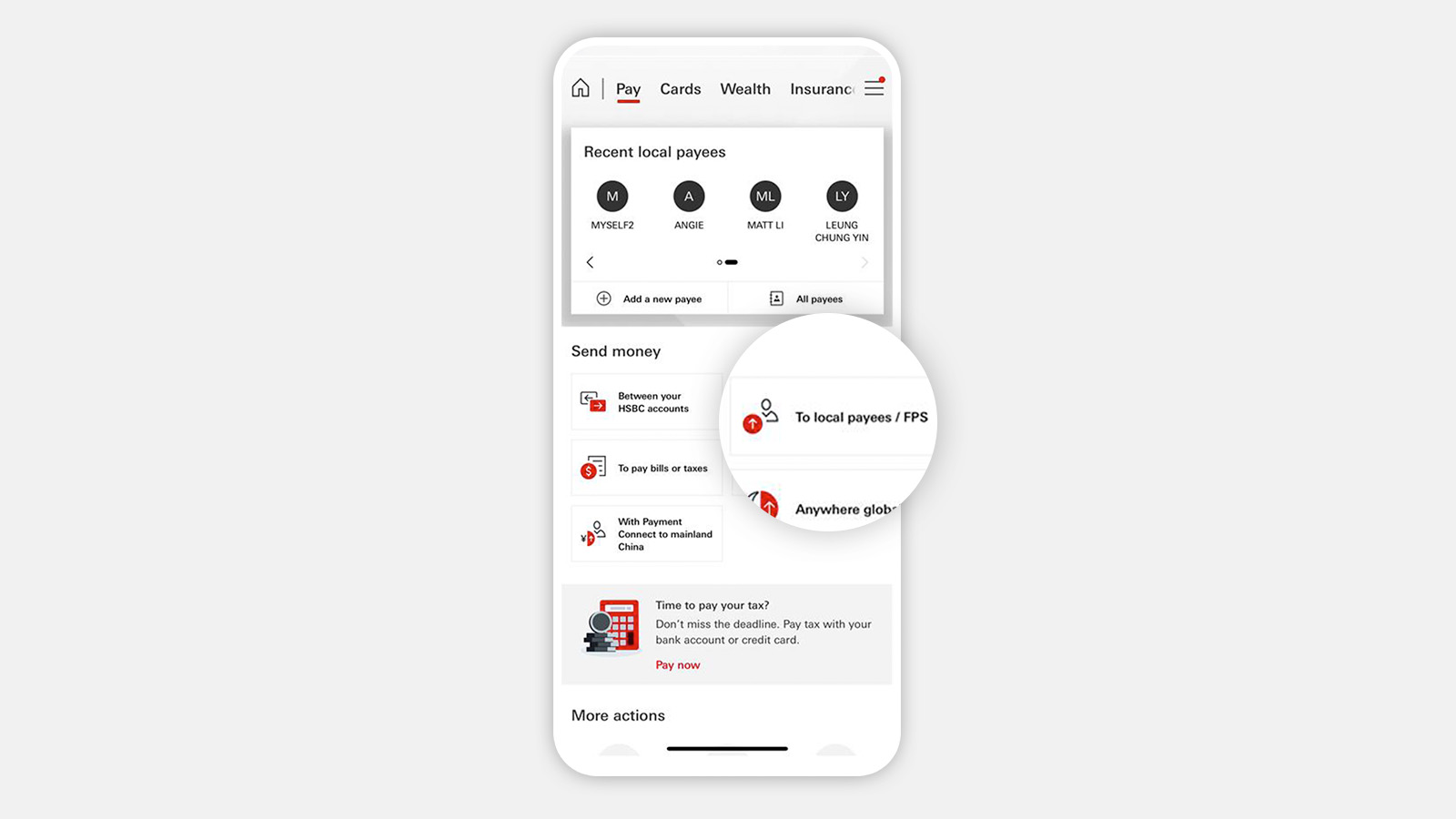 Using HSBC HK Mobile Banking app Send money with FPS step 1