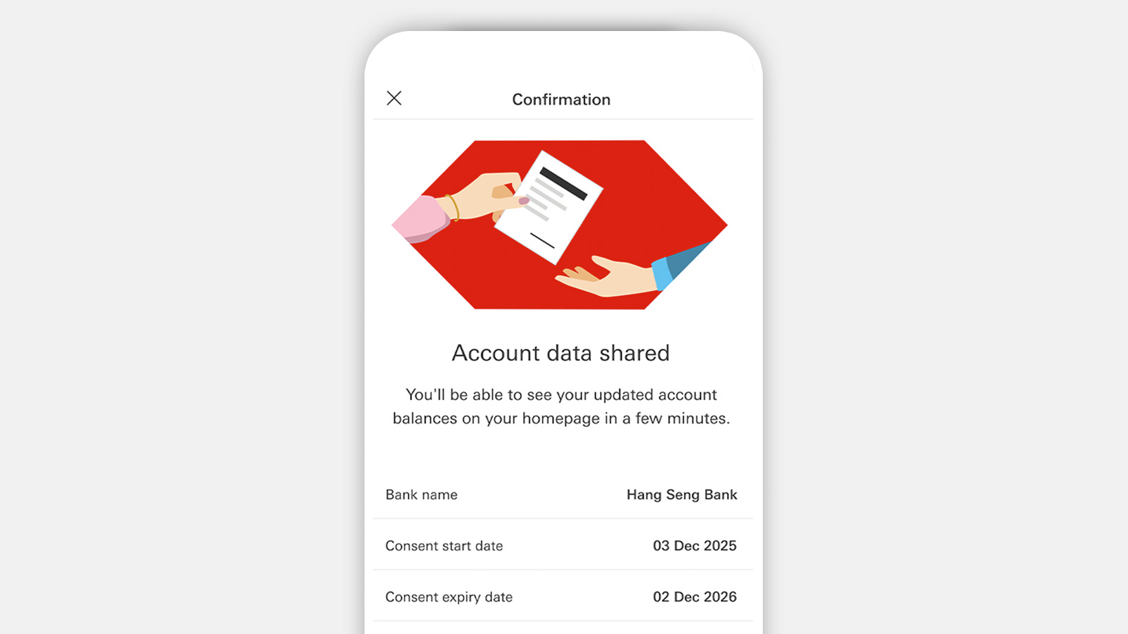 Confirm authorisation of data sharing