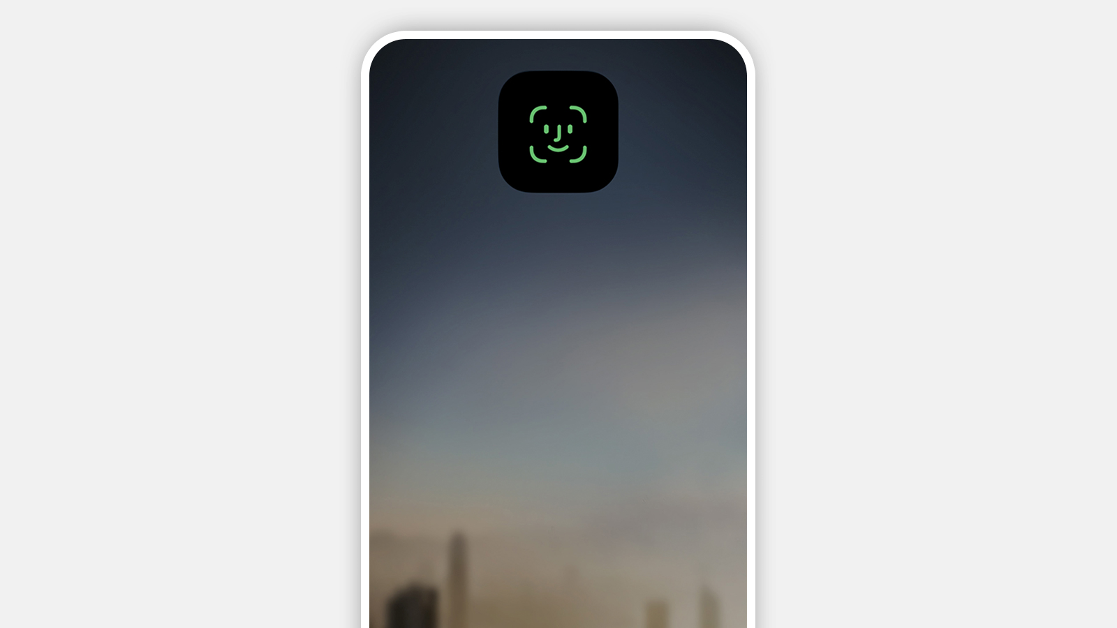 Screenshot of HSBC Easy Invest App; showing the logon screen with face-id function
