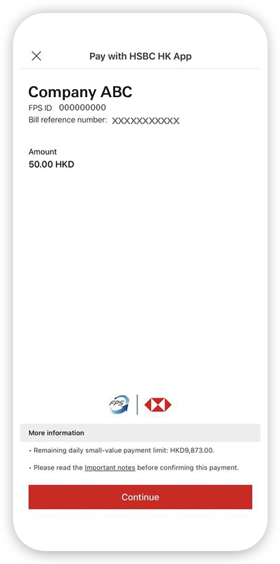 Make FPS in-app payment with HSBC step 4