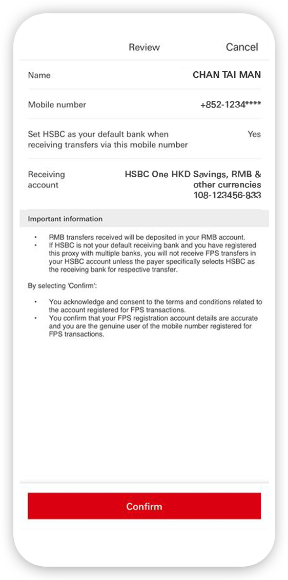 Using HSBC HK Mobile Banking app step 6